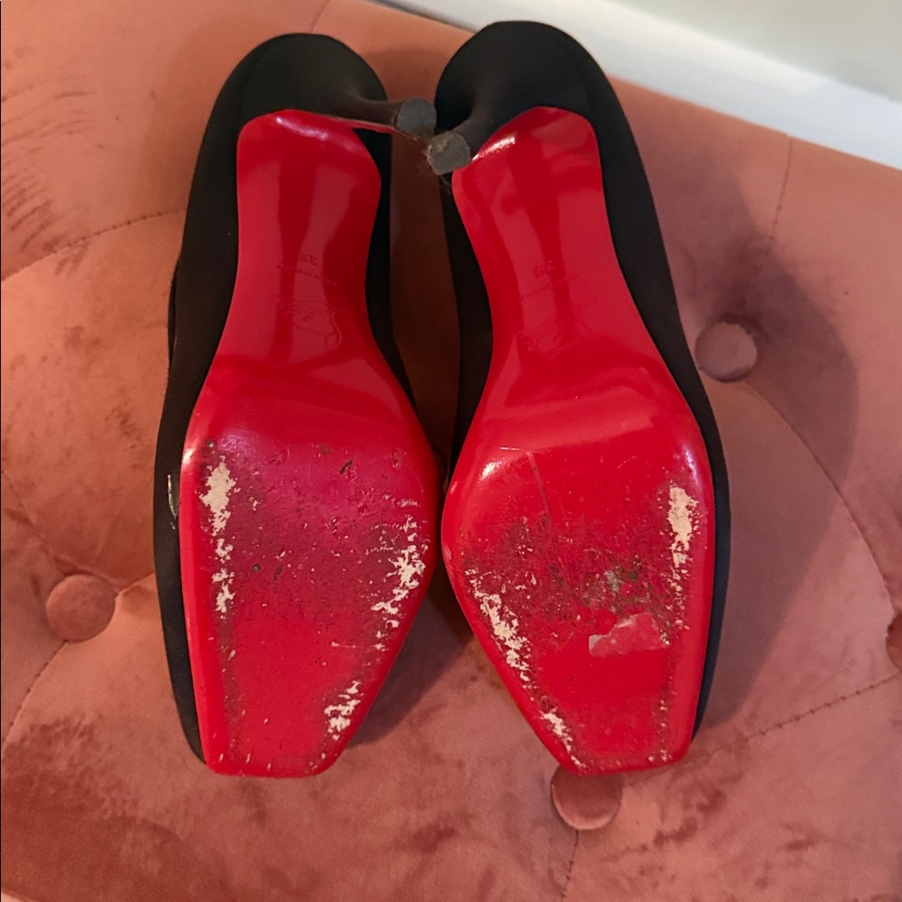 Christian Louboutin Black Satin Heels size 8.5 US or 39 EU - Picture 7 of 9